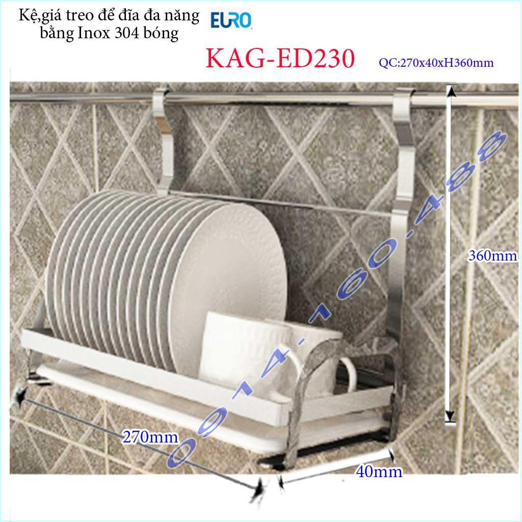 Kệ chén dĩa treo 40cm KAG-ED230, Kệ chén bát treo tường Euro, giá chén dĩa treo tường