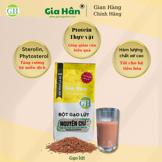 Combo 3 gói Bột gạo lứt giảm cân,Bột gạo lứt giảm mỡ bụng GIAHAN FOOD [ 500g ] bột giảm cân tại nhà, an toàn