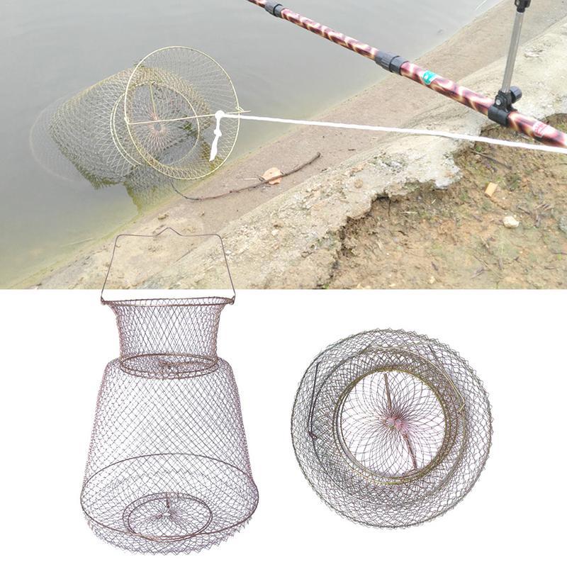 Foldable Metal Wire Fishing Net Cage Iron Wire Basket For Crabs Squid Shrimp Fishing Accessory