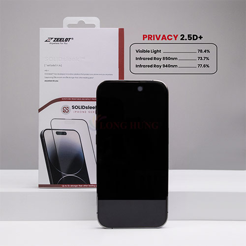 Dán màn hình cường lực Full viền chống nhìn trộm Zeelot dành cho iPhone 15 Pro Max/15 Pro/15 Plus/15/14/13/12/11 - Hàng chính hãng