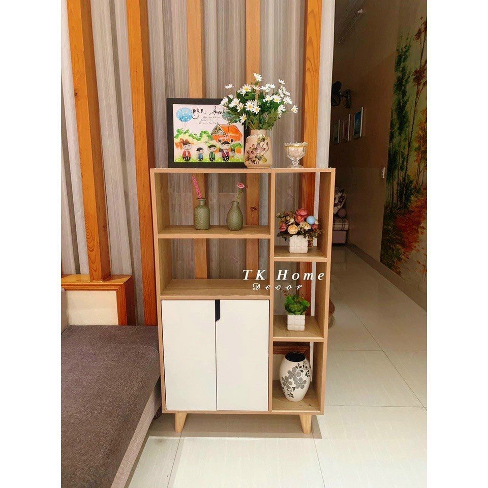 Kệ Để Sách, Tủ Gỗ Nhiều Ngăn Để Đồ Đa Năng Có 2 Cánh