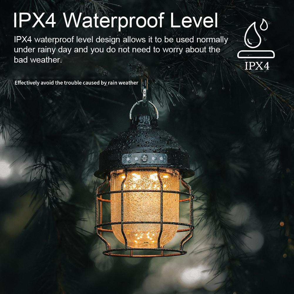 Đèn cắm trại di động phong cách Vintage3 Cấp độ sáng điều chỉnh chống nước IPX4