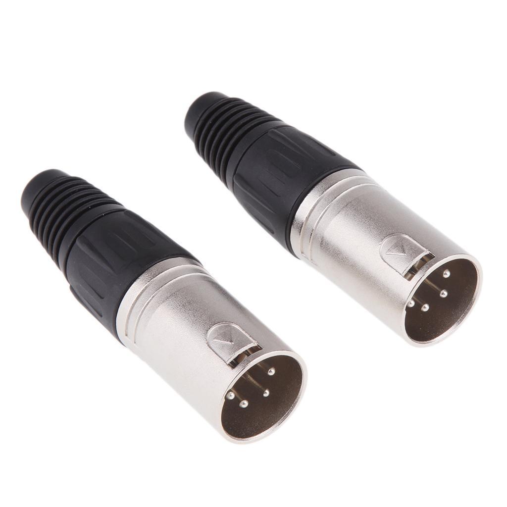 2Pieces Metal 4-Pin Male Microphone XLR Plug Adapter