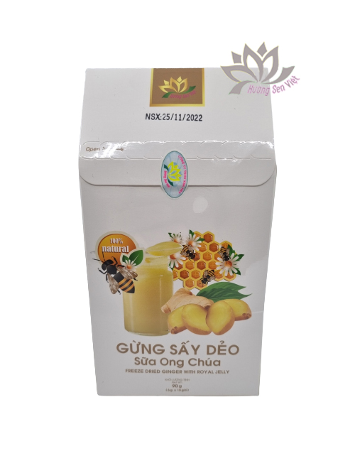 GỪNG SẤY DẺO SỮA ONG CHÚA HỘP 90G - HƯƠNG SEN VIỆT