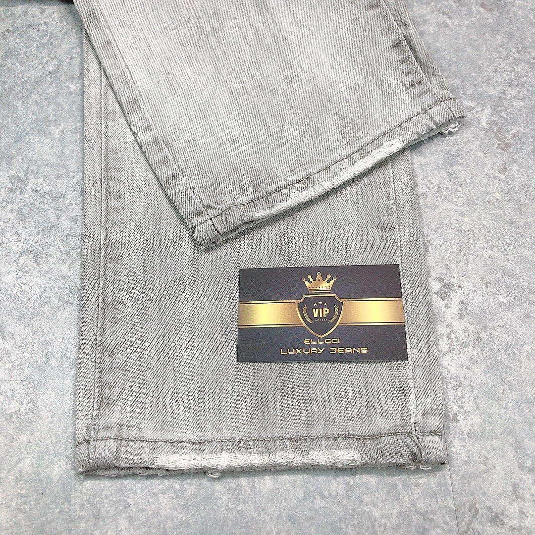Quần jean nam ống rộng dáng suông màu xám tag thép cao cấp cực đẹp tại ELLCCI- Shop quần bò jean nam uy tín!