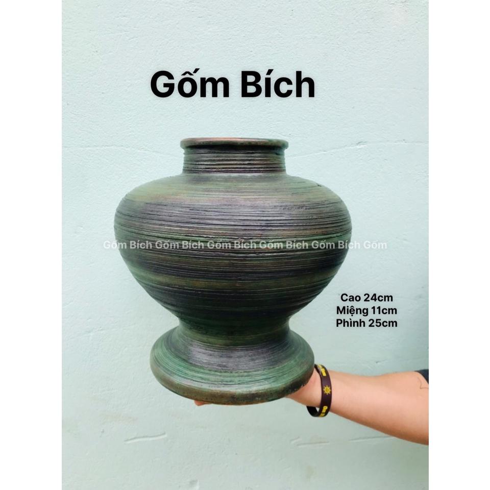 Bình Hoa Lọ Hoa Dáng Phình Mới Men Mộc Gốm Bát Tràng - Gốm Bích