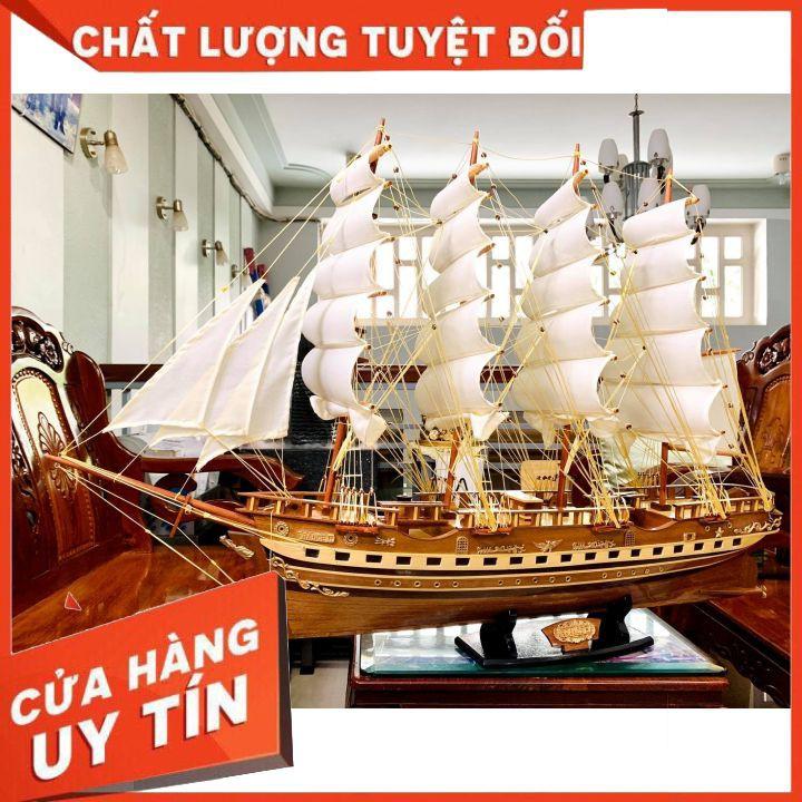 Thuyền Gỗ Thuyền Trang Trí Tàu Chở Hàng France Hàng Xuất Khẩu Dài 100cm Gỗ Căm Xe Tự Nhiên