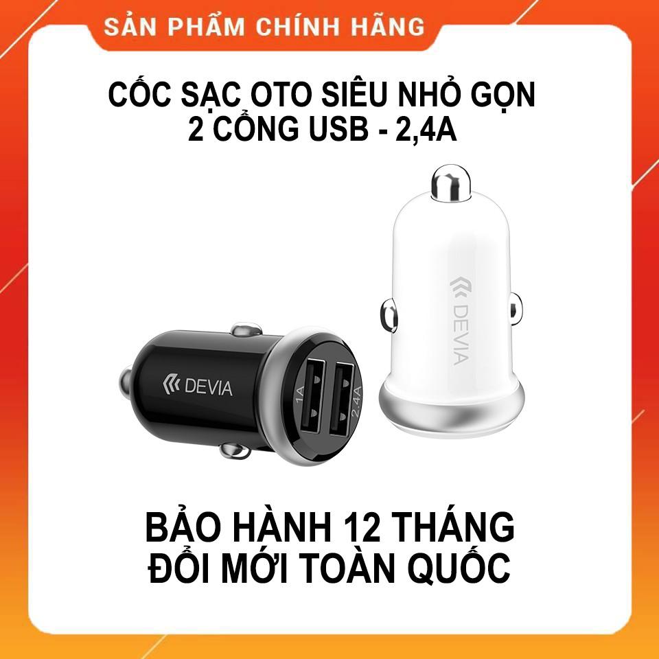 Sạc trên xe hơi Devia Smart mini 2 cổng USB - Hãng chính hãng