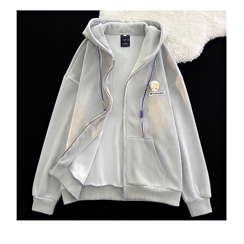 Áo Hoodie Zip Unisex Nam Nữ Hình Gấu Studio Nỉ Gân