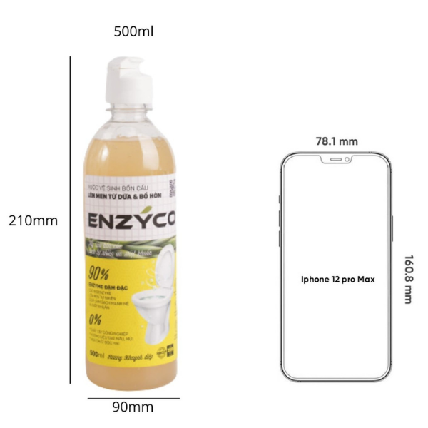 Nước Tẩy Bồn Cầu Sinh Học Enzyco 90% Enzyme Lên Men Từ Dứa Và Bồ Hòn, Diệt Khuẩn, Phân Huỷ Nhanh Làm Sạch Thiết Bị Vệ Sinh - Chai 500ml