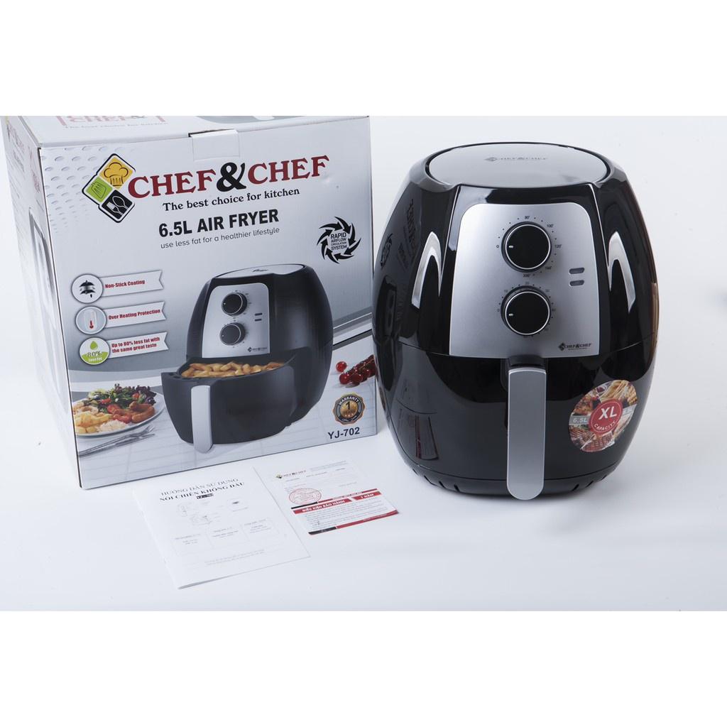 Nồi chiên không dầu CHEF&amp;CHEF 6,5l (YJ – 702) thiết kể mang kiểu dáng hiện đại, sang trọng với màu đen bắt mắt-Hàng chính hãng