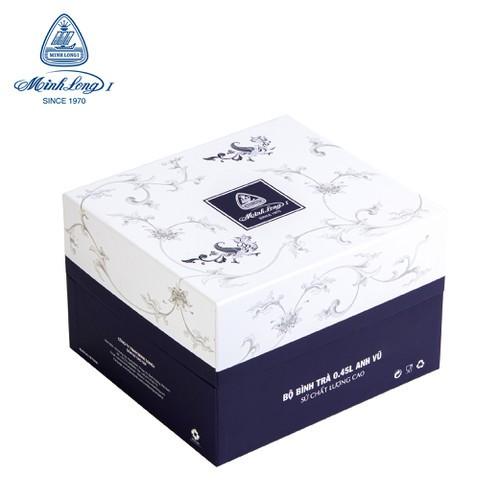 Bộ Ấm Trà Gốm Sứ 0.45 L Anh Vũ Trắng Ngà - Gốm sứ cao cấp Minh Long I