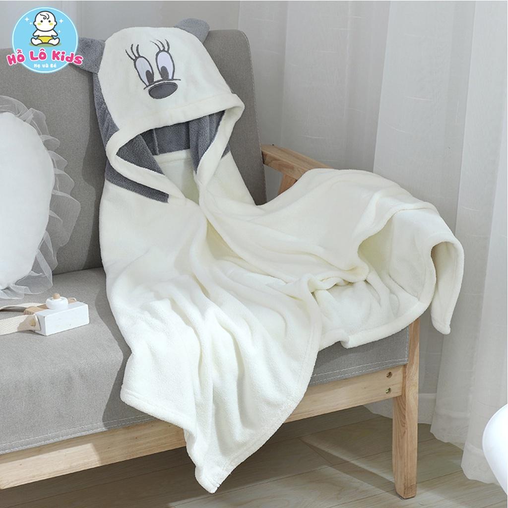 Áo choàng tắm khăn tắm cho bé cotton có mũ lông cừu dày dặn thấm hút tốt Hồ Lô Kids