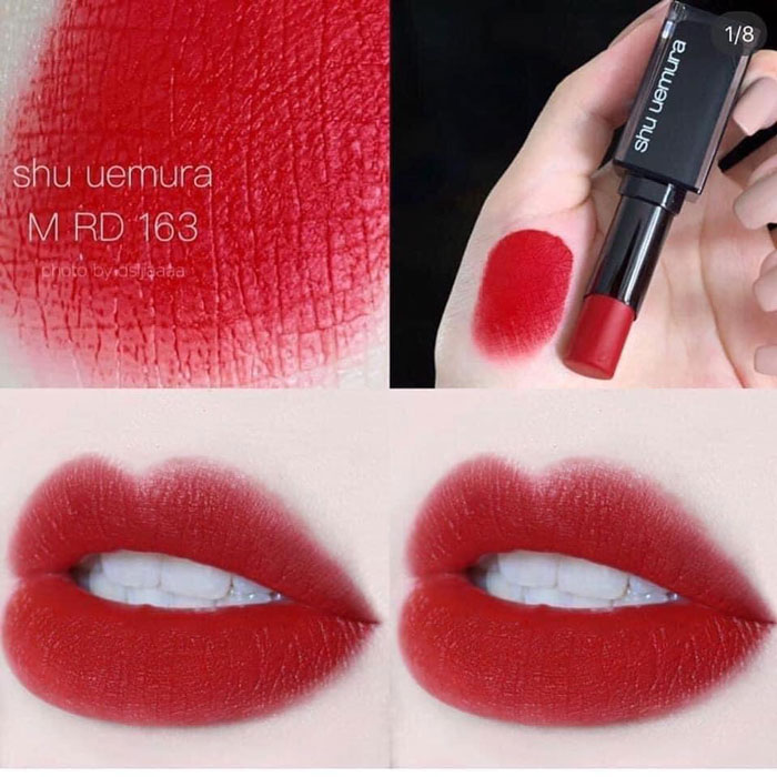 Son Shu Uemura Rouge Unlimited Matte M RD 163 Màu Đỏ Tươi Thuần (Chất Son Lì)