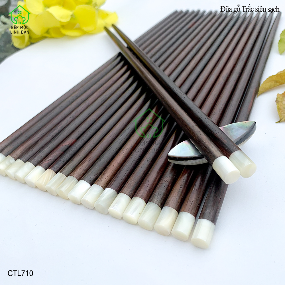 (5 Đôi) Đũa Gỗ Trắc Tự Nhiên Đầu Ốc Biển 1cm - Hàng Đẹp Siêu Sạch [CTL710-5]