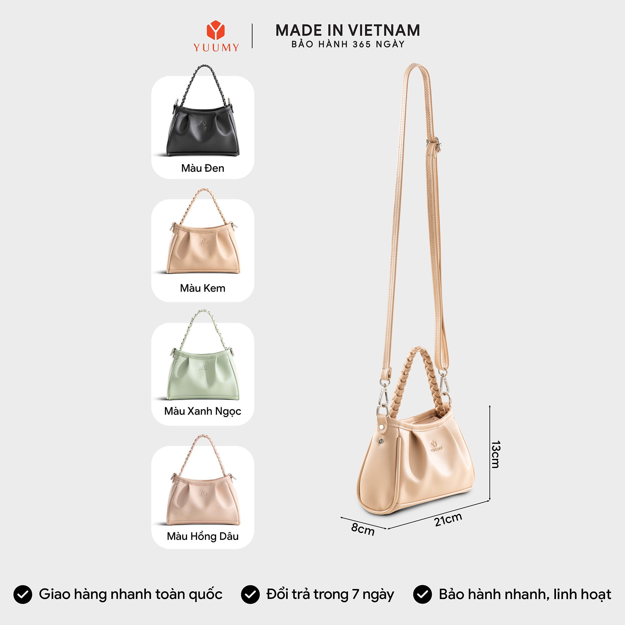 Túi Yuumy (Thời trang nữ mini xinh xắn size 21 - Túi đeo chéo da Seasand YN289)