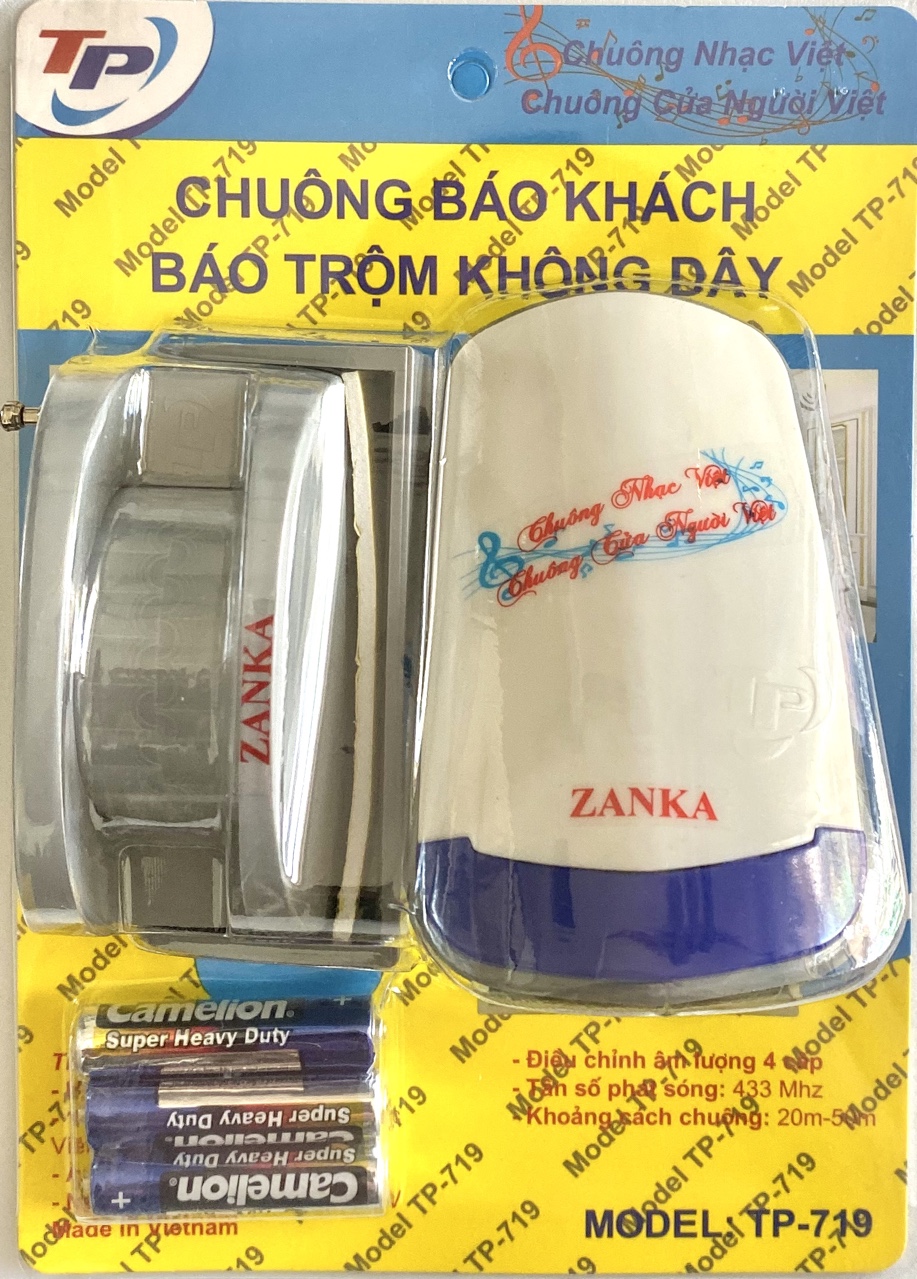 Chuông báo khách báo trộm không dây Zanka TP-719 ( Hàng Chính Hãng )