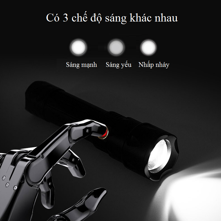 Đèn pin chiếu xa, có chế độ zoom tiện dụng với 3 chế độ ánh sáng M37 ( TẶNG KÈM MÓC KHÓA TUA VÍT VẶN KÍNH 3IN1 )