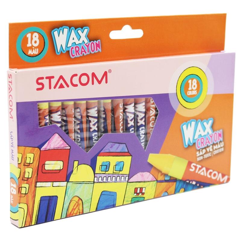 Hộp 18 Bút Sáp Màu Wax Crayon - Stacom CR018W