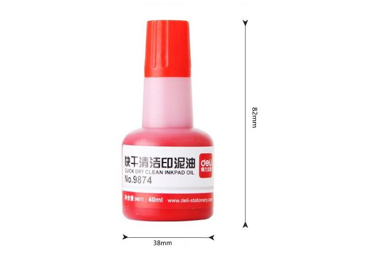  Mực dấu 40ml Deli, Đỏ - E9874