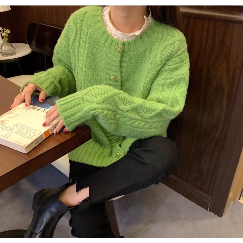 Áo khoác len nữ mùa thu áo len dệt kim mềm mại phong cách Hàn