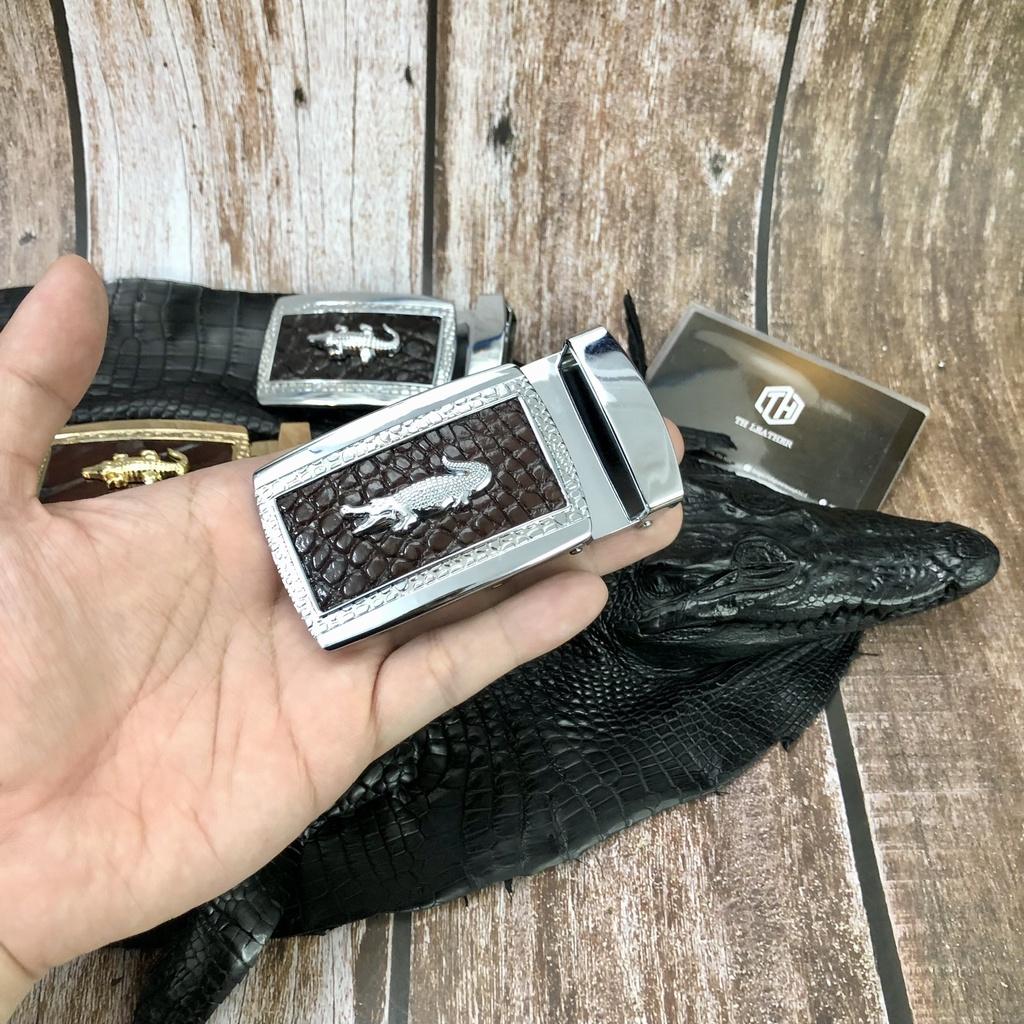Đầu Dây Lưng Da Cá Sấu Cao Cấp 4cm, Đầu Khóa Thắt Lưng Da Cá Sấu Thật Khóa Tự Động, Mặt Dây Lưng Bản 4 cm