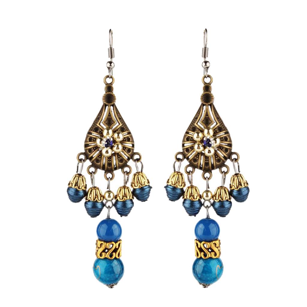 Women's Bohemian Beads Pendant Drop Tassels Hook Dangle Earrings