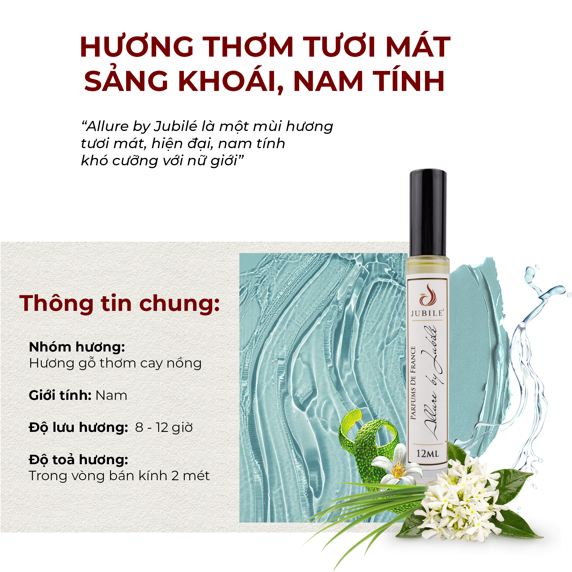 Tinh dầu nước hoa Pháp nam Jubile Perfume Allure SPM  (set 17ml)