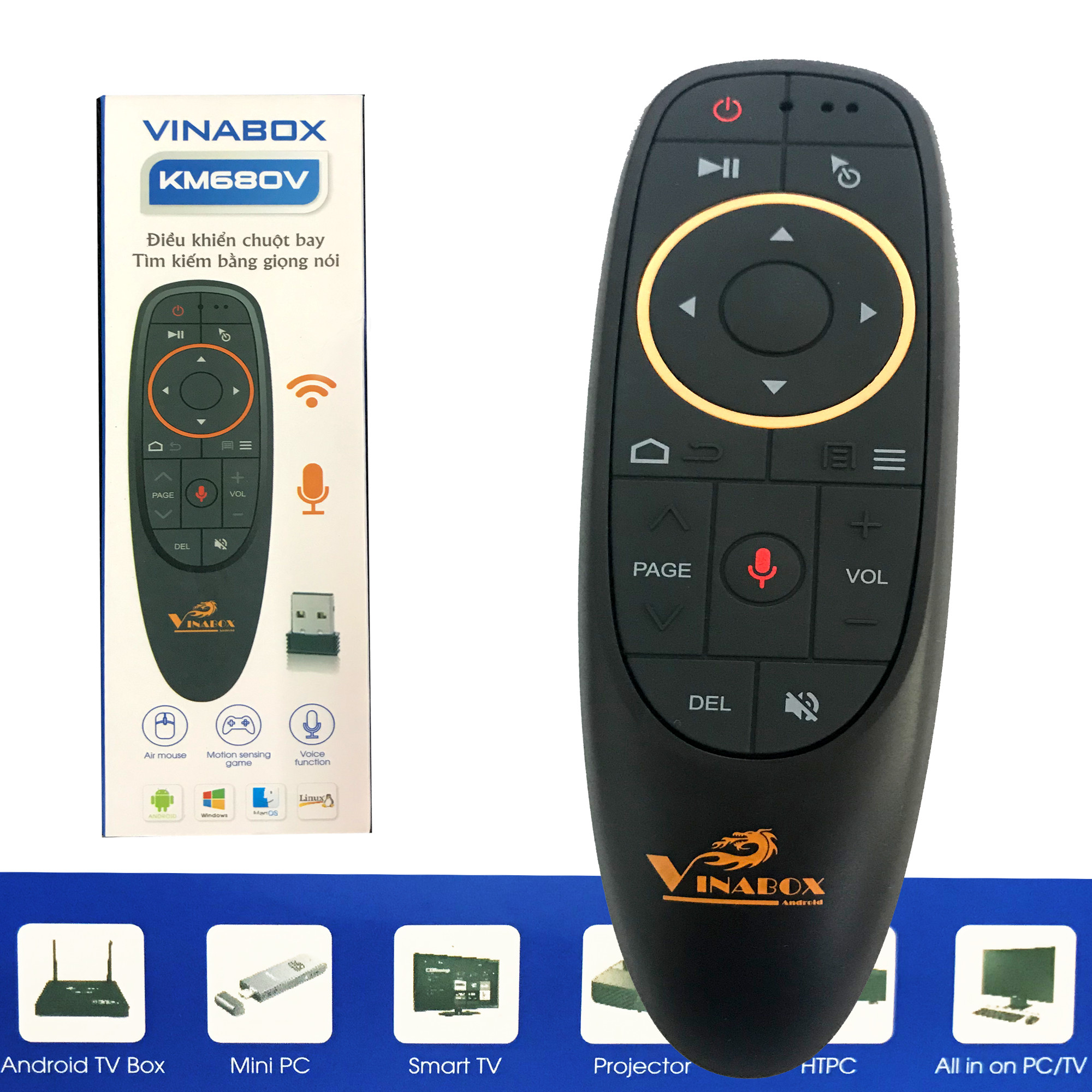 Điều Khiển giọng nói Vinabox KM680V - Tích hợp MIC VOICE siêu nhạy - Hàng chính hãng