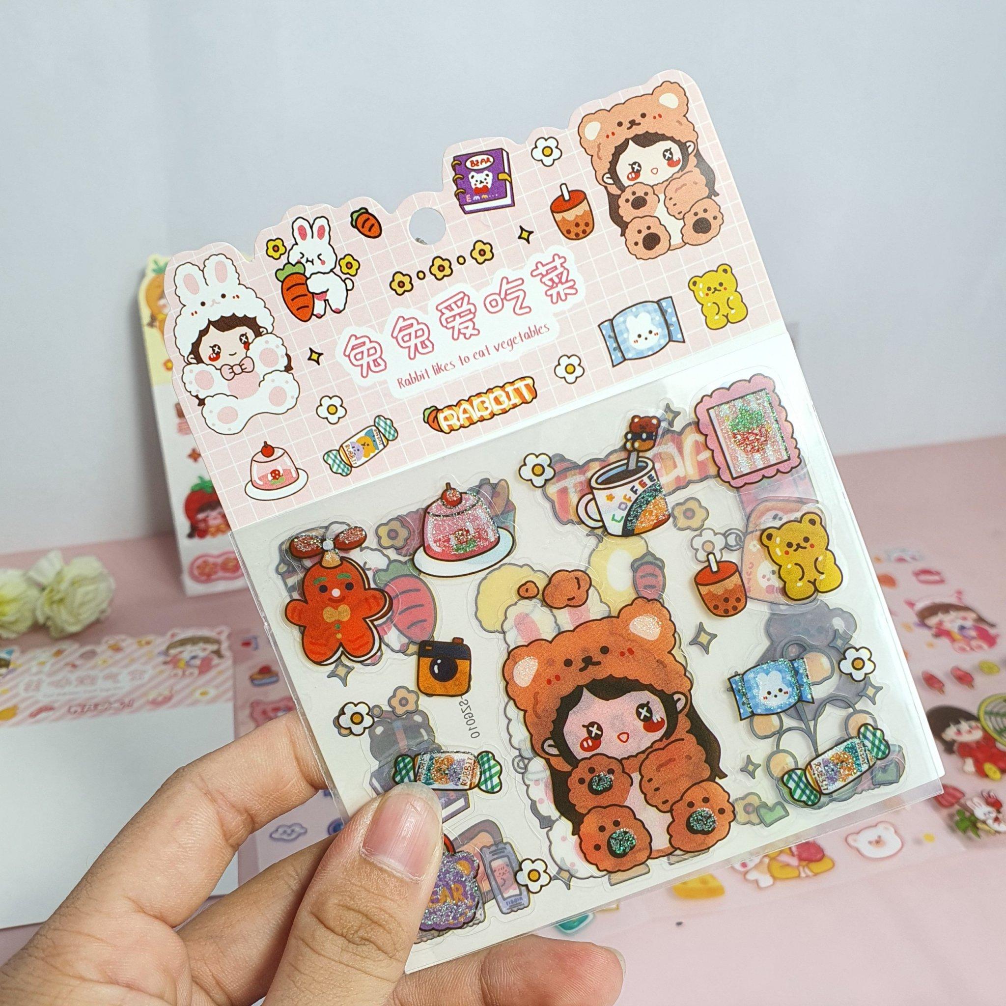 Sticker vỉ 20 hình dán cute / hình dán dễ thương theo chủ đề