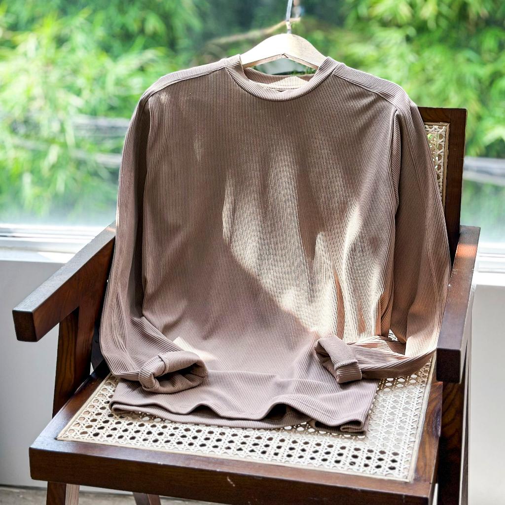 Áo Thun Nam Tay Dài BY COTTON Coffee Brown Long Sleeve Tee