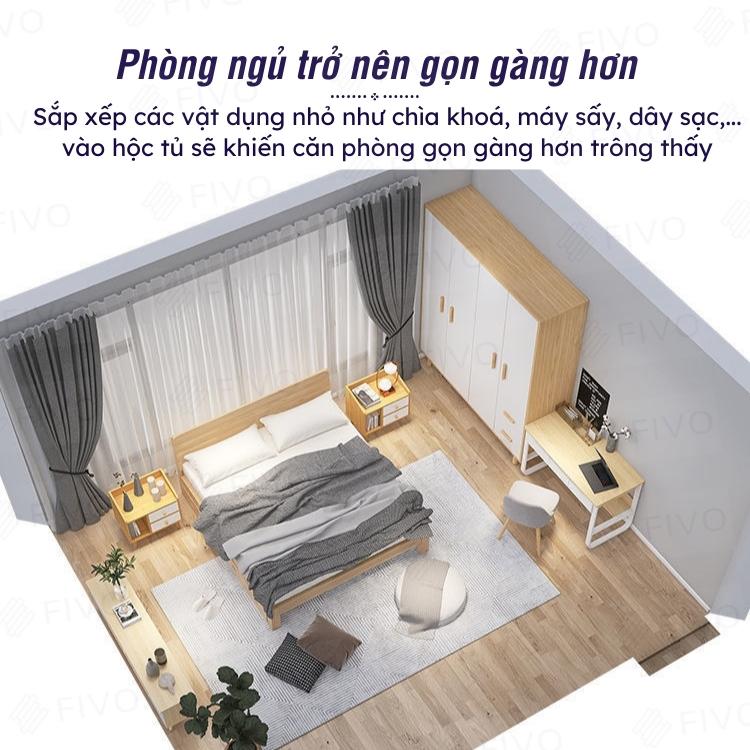 Kệ Tủ Đầu Giường Gỗ Mini Nhiều Ngăn Đẹp Hiện Đại FIVO Phong Cách Châu Âu Sang Trọng, Phù Hợp Cho Mọi Kiểu Phòng