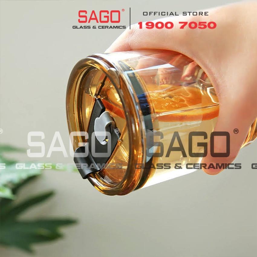 Ly Thủy Tinh Hai Tầng INS Water Cup 400ml Có Nắp | Tùy Chọn Có Bao Da và Óng Hút Thủy Tinh