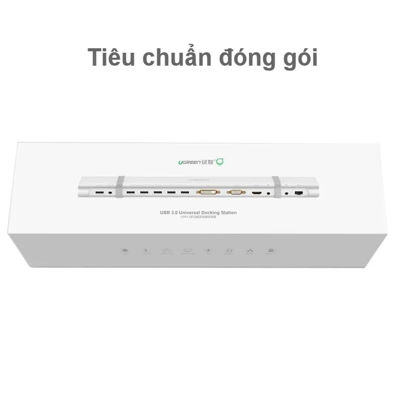 Ugreen UG4025840258TK Bộ chuyển HUB sang 5 USB 3.0 + DVI + VGA + HDMI + âm thanh + LAN hỗ trợ nguồn cao cấp - HÀNG CHÍNH HÃNG