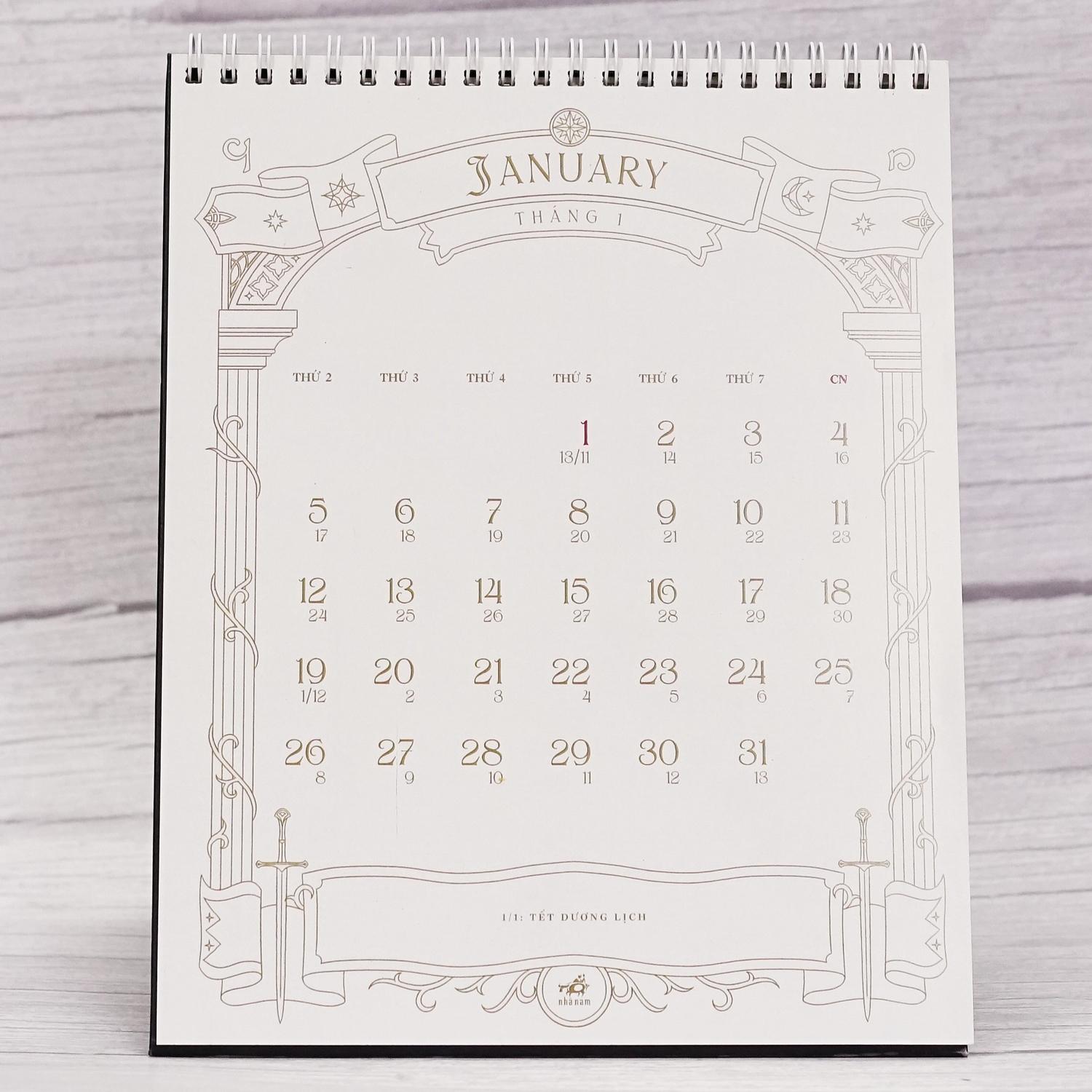 Lịch Để Bàn 2026 - Vùng Đất Kỳ Ảo - Hành Trình Qua Trung Địa