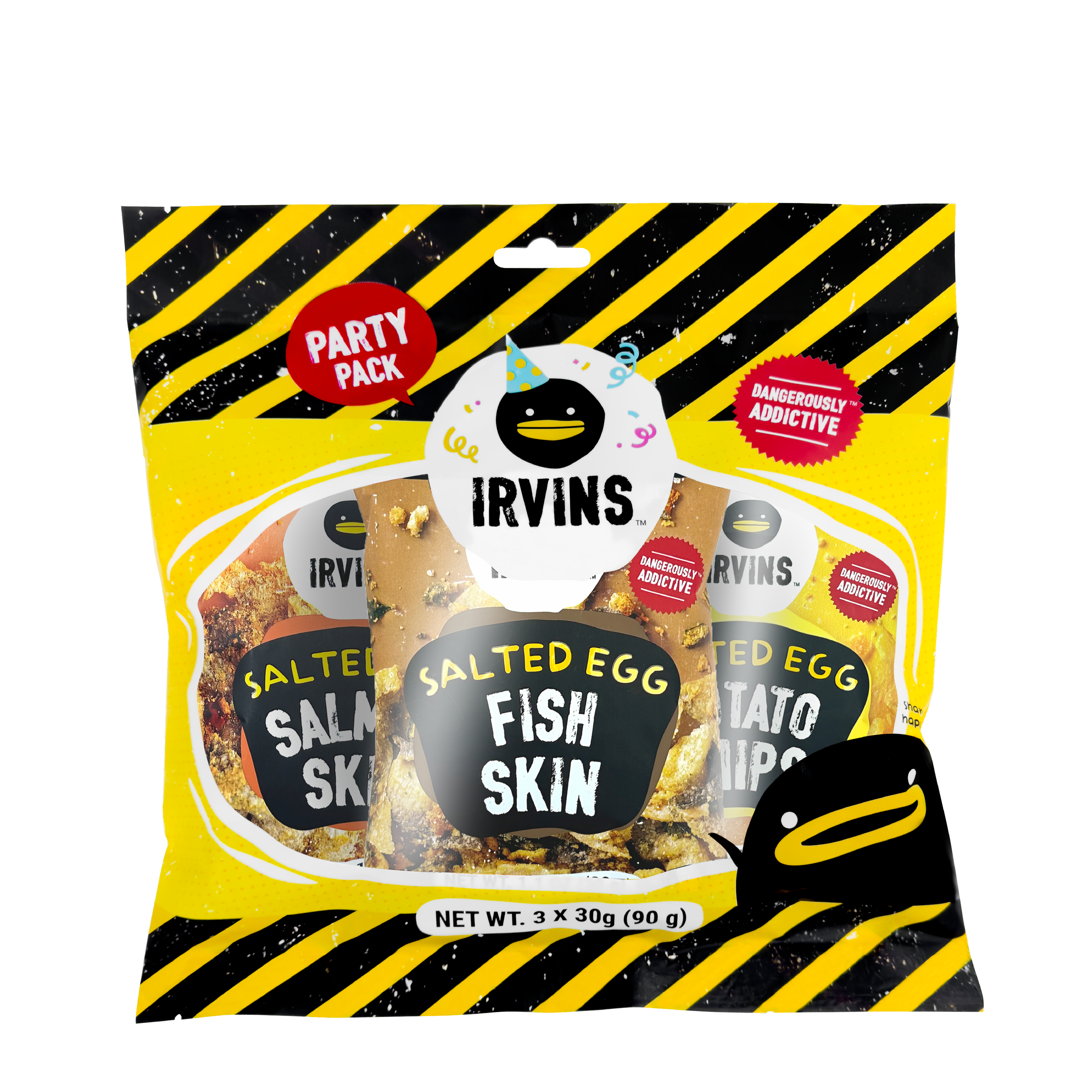 IRVINS Party Pack 3x30g - Bộ 3 sản phẩm Da cá, da cá hồi, khoai tây 30g