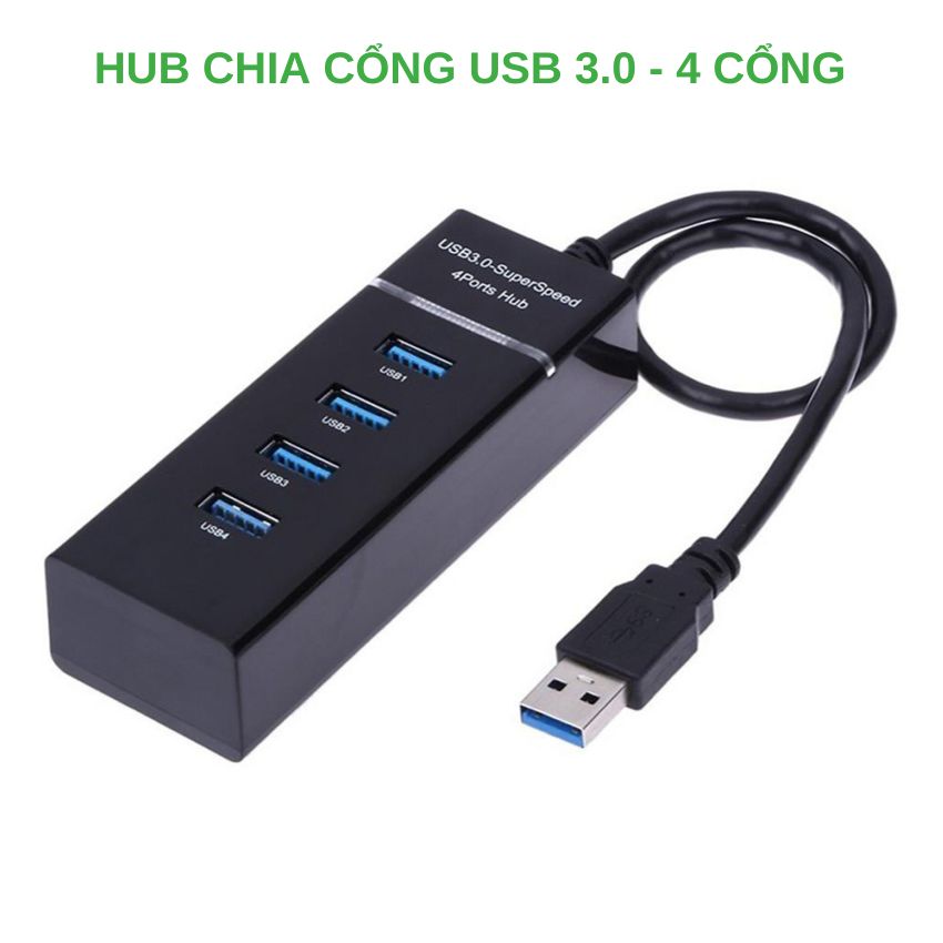 Hub USB 3.0 tốc độ cao cổng chia USB 4 cổng mở rộng kết nối chuyển đổi cho laptop, máy tính