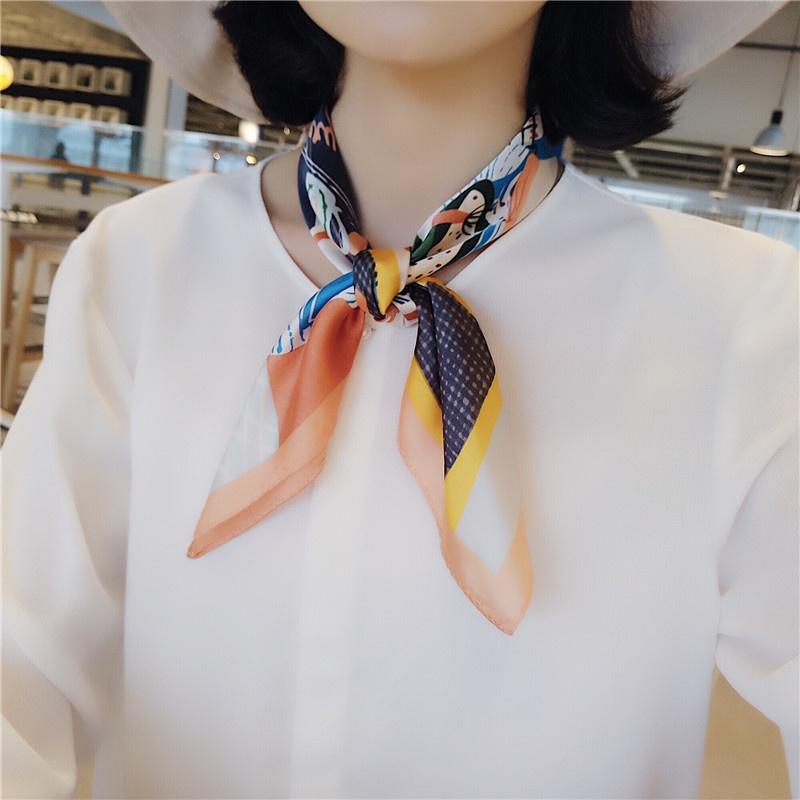 Khăn lụa băng đô kiểu Pháp hình vuông họa tiết thời thượng sang trọng IDOLLY K005