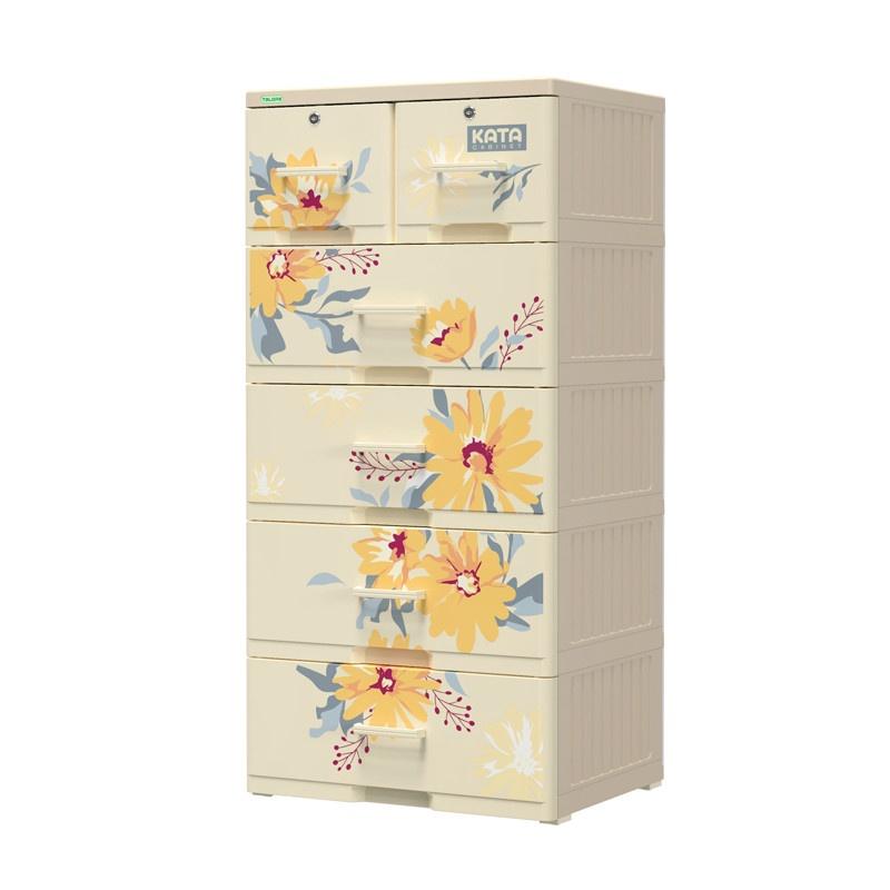 Tủ Nhựa Kata 5 Tầng Giá Rẻ, Chất Lượng, Chính Hãng, Nhiều Màu Sắc - Vàng - Hoa Cúc