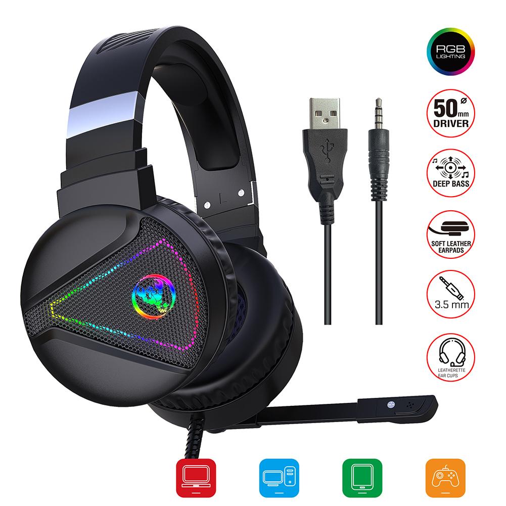 Webcam HXSJ F16 RGB LED Game Thủ Tai Nghe Jack Cắm 3.5Mm Tai Nghe Chơi Game Máy Tính PC Tai Nghe Nhét Tai Có Dây Kèm Micro Cho PS4 PS3