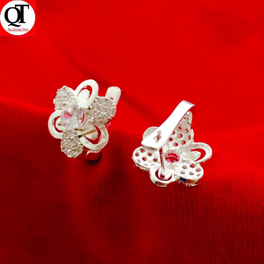 Khuyên tai bạc nữ thời trang chất liệu bạc thật không xi mạ gắn đá rico sang trọng trang sức Bạc Quang Thản - QTBT135