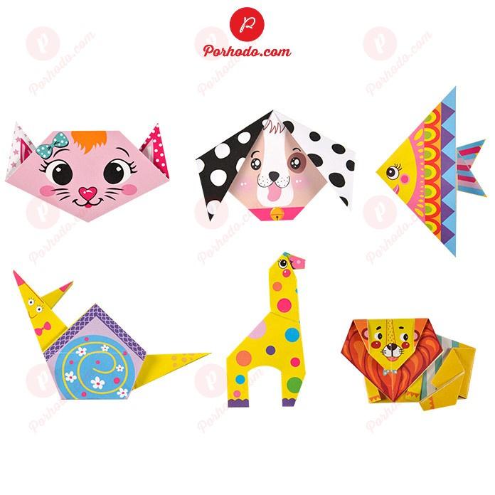 Đồ chơi Bộ giấy origami 152 tờ bản Tiếng Anh KB216067, giấy màu thủ công có hình mẫu cho bé