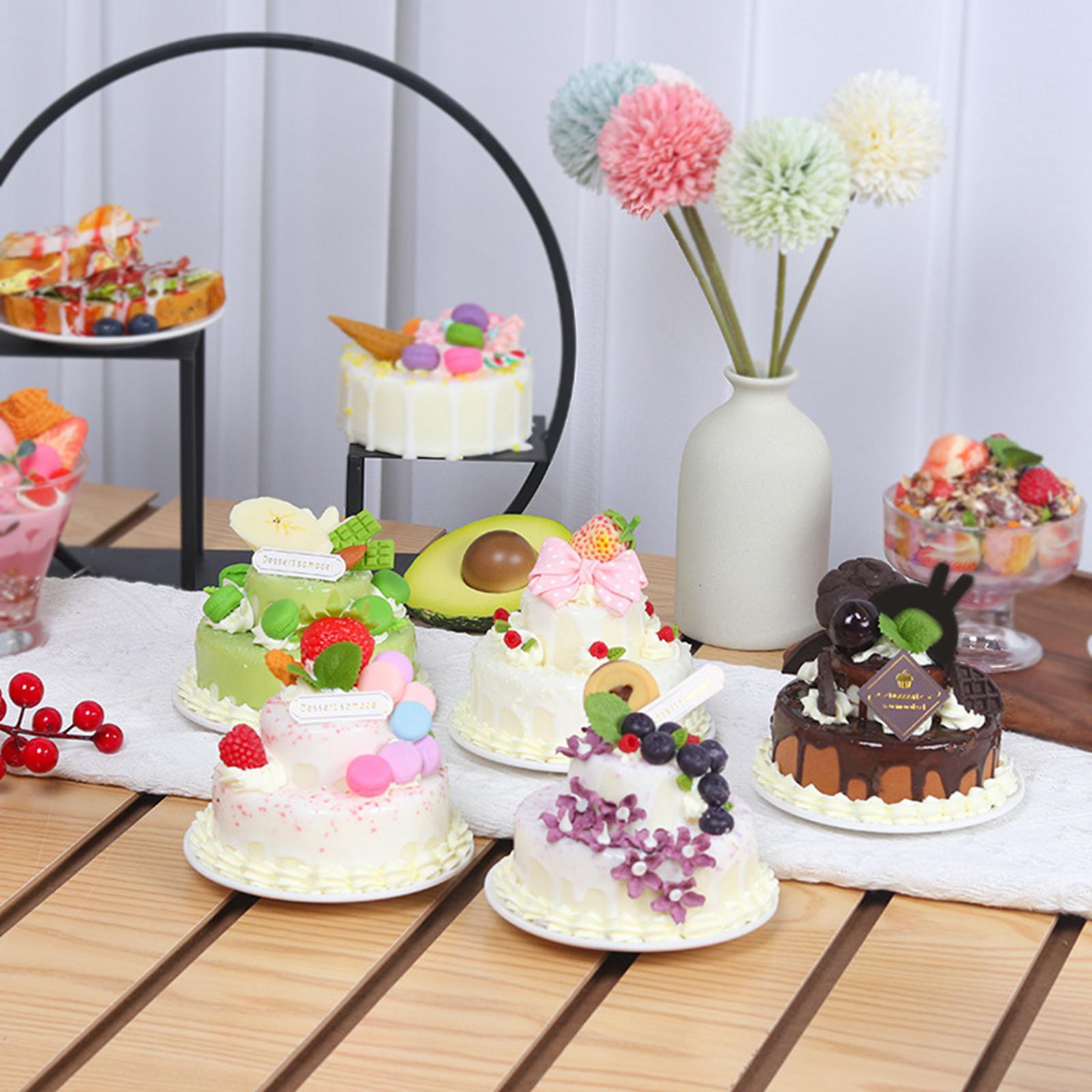 Fake Cake for Display, Artificial Cake Model Decoration Kitchen Photography Props
