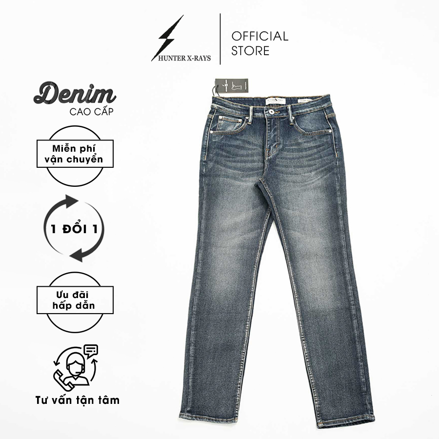 Quần Jeans Nam  Cao Cấp HUNTER X-RAYS Form Slimfit Thun Xanh Phủ Dơ Bụi Thời Trang  D26