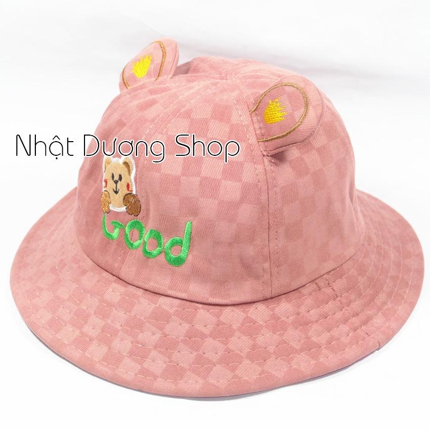 Nón bucket ,nón tai bèo trẻ em hình gấu dễ thương - chât liệu vải nhung mềm mại tạo cảm giác cho bé