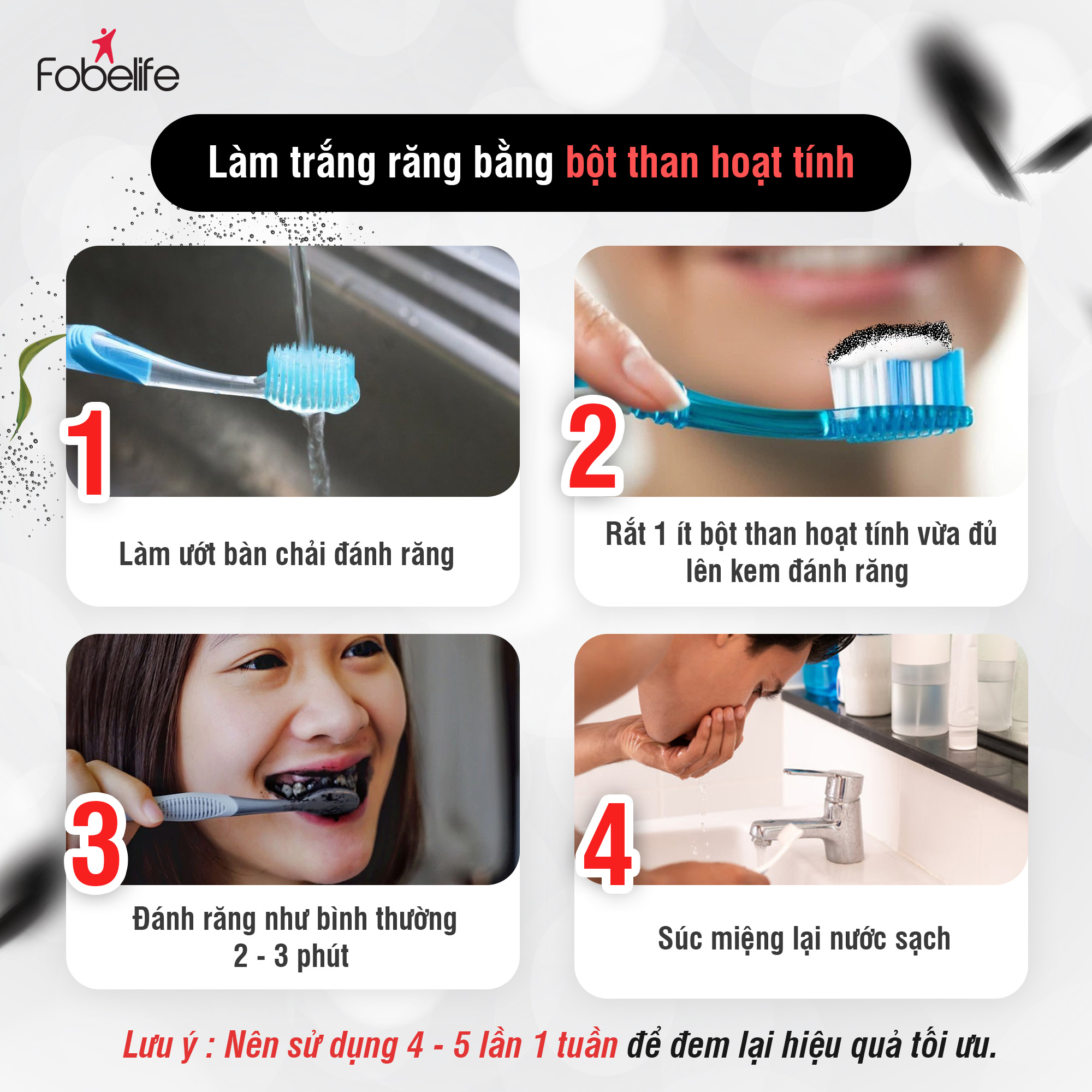 Bột Than Tre Hoạt Tính Nhật Bản Làm Trắng Răng Fobe Smile - Hũ 30gr