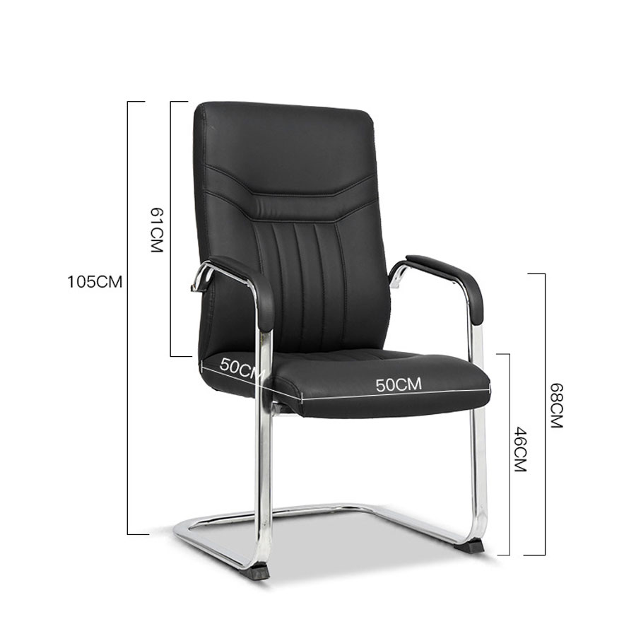 Ghế phòng họp ghế chân quỳ CV4608-P Nội thất Capta Ghế Chân quỳ nệm dày hiện đại màu đen chân quỳ thép mạ chrome bóng