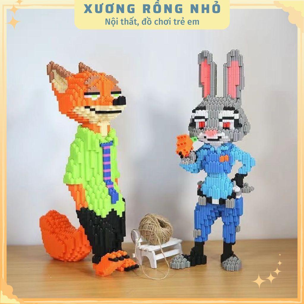 Xếp hình lego cáo nick và thỏ zootopia judy cỡ lớn size to 42cm đồ chơi xếp hình nano 3d cho bé chuẩn mẫu có sẵn