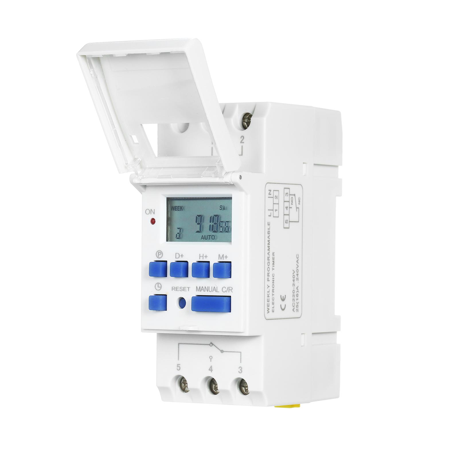 THC15A Digital LCD Power Programmable Timer Switch Relay 16A Amp Electronic Weekly 7 Days 16 On & Off Relay Timer