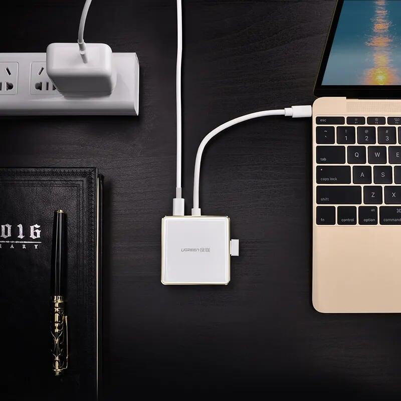 Ugreen UG30441US183TK Bộ chuyển đổi TYPE C sang 1 USB 3.0 + 2 USB 2.0 + HDMI + hỗ trợ nguồn TYPE C - HÀNG CHÍNH HÃNG